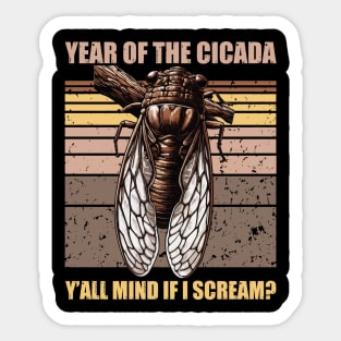 Retro Year Of The Cicada 2024 Brood XIII Cicada Lover Funny Sticker